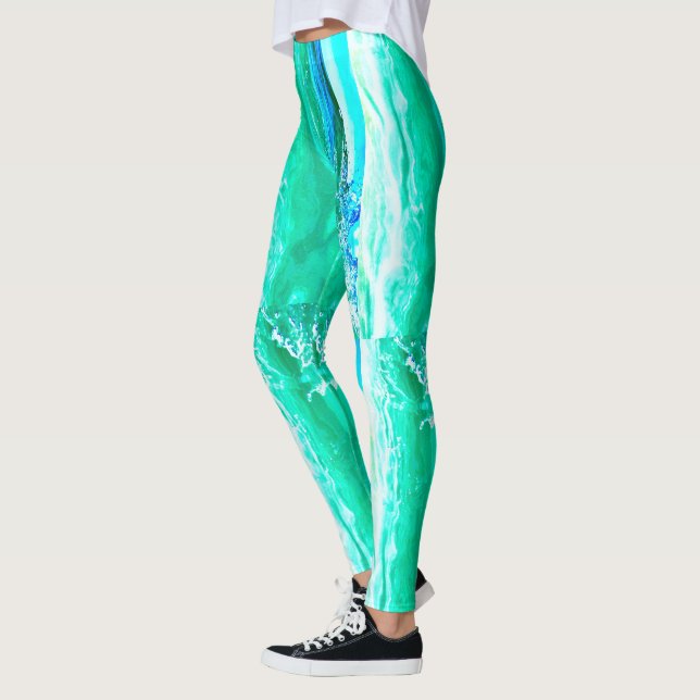 Maui waves Thunder_Cove striped blue/green Leggings (Left)