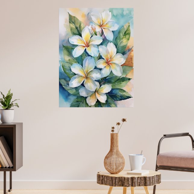 Maui White Plumeria Poster (Living Room 3)