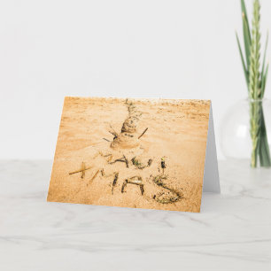 Maui Xmas and Sandman on Beach Holiday Card