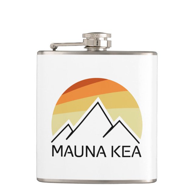 Mauna Kea Hawaii Retro Hip Flask (Front)