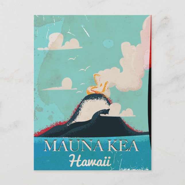 mauna kea volcano vintage Hawaii travel poster Postcard (Front)