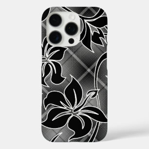 Mauna Loa Hawaiian Hibiscus Plaid Black iPhone 16 Pro Case