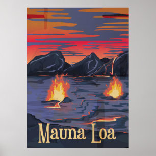 Mauna Loa volcano travel poster