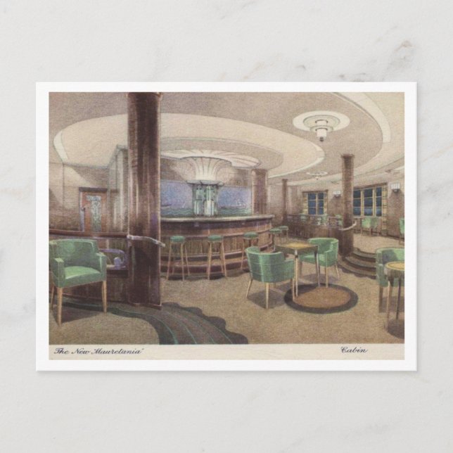 Mauretania Passenger Ship, Interior 1940s View Postcard (Front)
