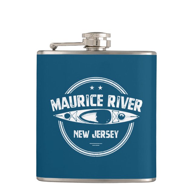Maurice River New Jersey Kayaking Hip Flask (Front)