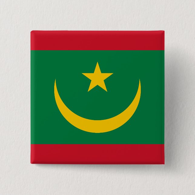 Mauritania Flag 15 Cm Square Badge (Front)