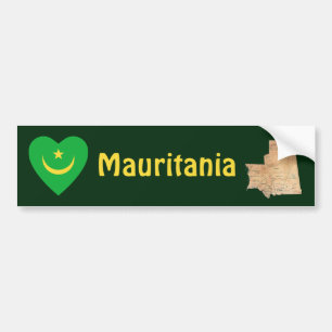 Mauritania Flag Heart + Map Bumper Sticker