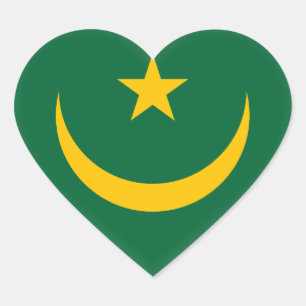 Mauritania Flag Heart Sticker
