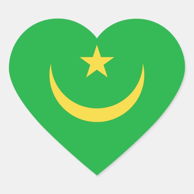 Mauritania Flag Heart Sticker (Front)