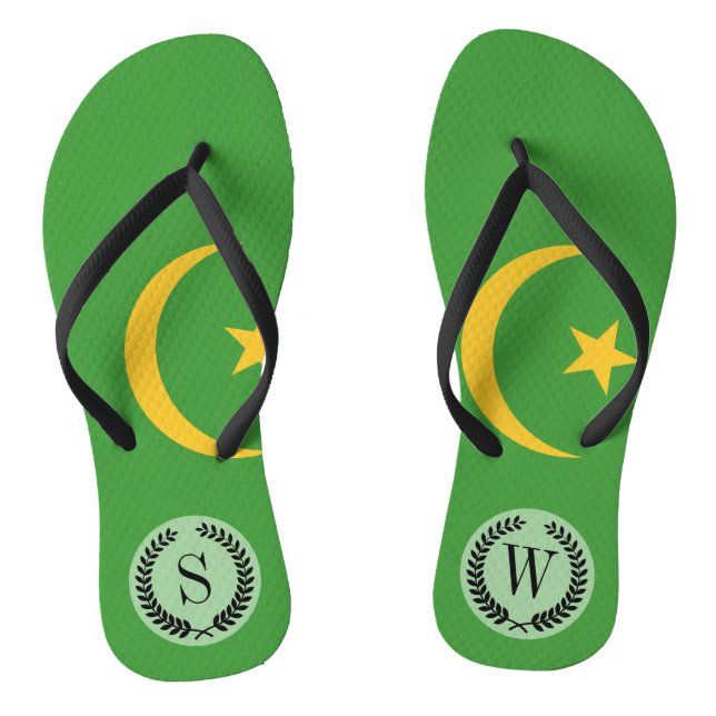 Mauritania Flag Jandals (Footbed)