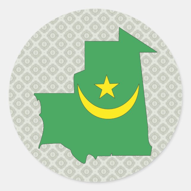 Mauritania Flag Map full size Classic Round Sticker (Front)