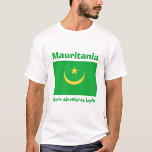 Mauritania Flag + Map + Text T-Shirt