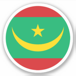 Mauritania Flag Round Sticker
