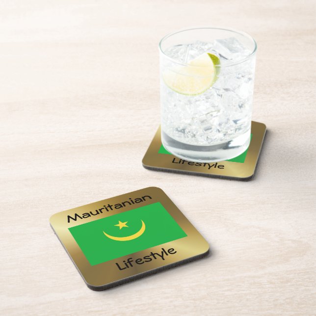 Mauritania Flag+Text Coaster (Right Side)