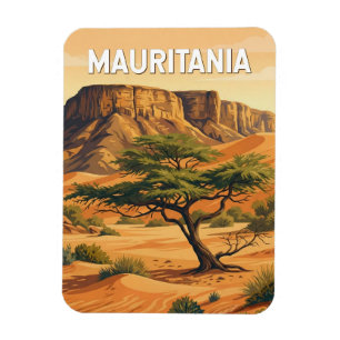 Mauritania Illustration Travel Art Vintage Magnet