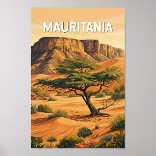 Mauritania Illustration Travel Art Vintage Poster