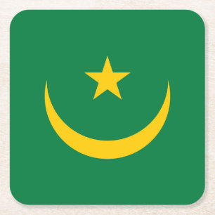 Mauritania Old Flag Square Paper Coaster