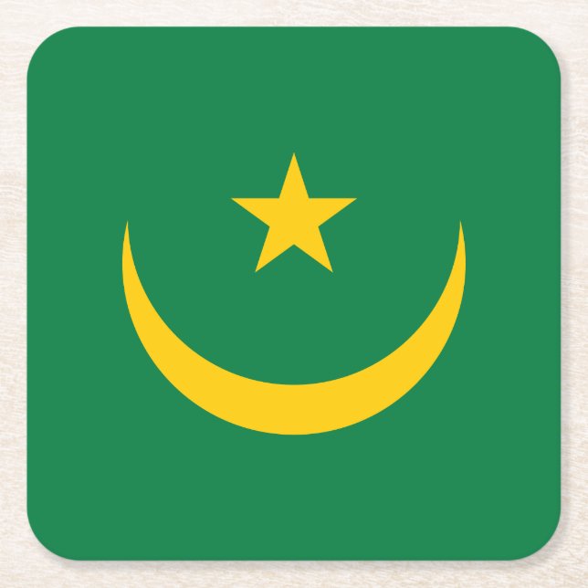 Mauritania Old Flag Square Paper Coaster (Front)