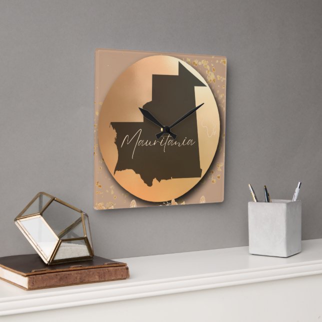 Mauritania Square Wall Clock (Office)
