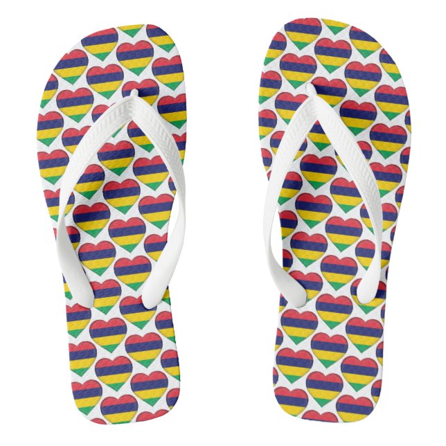Mauritian Flag Colours Hearts Pattern Patriotic Jandals (Footbed)