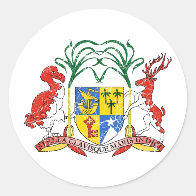 Mauritius Coat Of Arms Classic Round Sticker (Front)