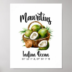 Mauritius Coconut Indian Ocean Tropical Island Gps Poster