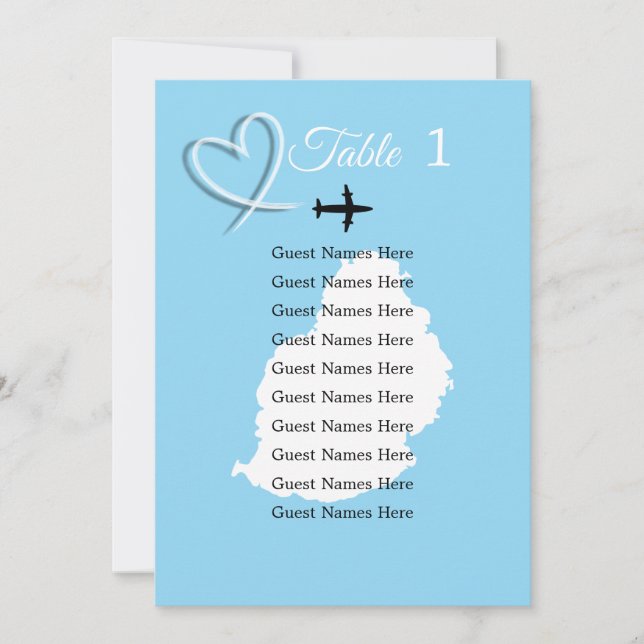 Mauritius Destination Wedding Table Plan Card (Front)