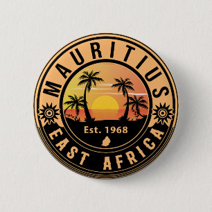 Mauritius East Africa Retro Sunset Souvenirs 60s 6 Cm Round Badge