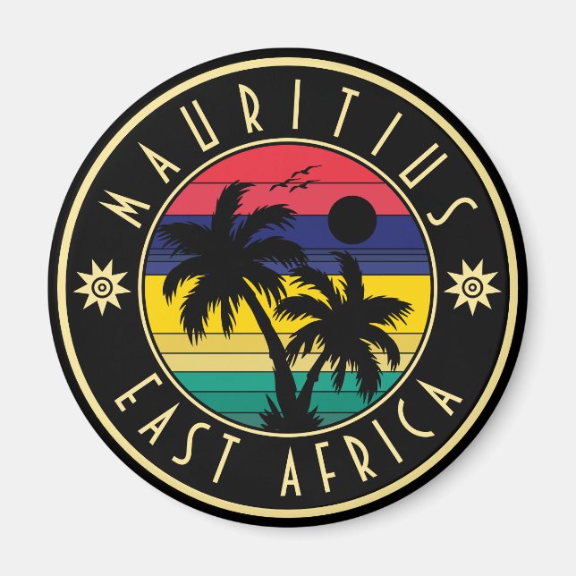 Mauritius East Africa Retro Sunset Souvenirs 60s Magnet (Front)