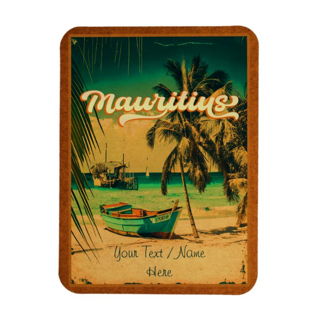 Mauritius East Africa Vintage Palm Trees Souvenirs Magnet (Vertical)