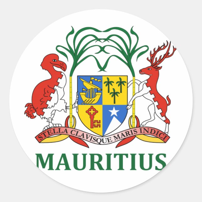 mauritius - emblem/flag/coat of arms/symbol classic round sticker (Front)
