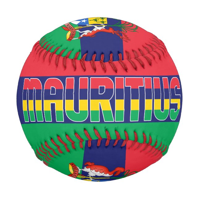 Mauritius Flag and Coat of Arms Patriotic Baseball (Front)