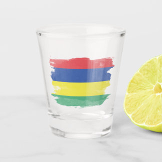 Mauritius flag brush stroke, national flag shot glass