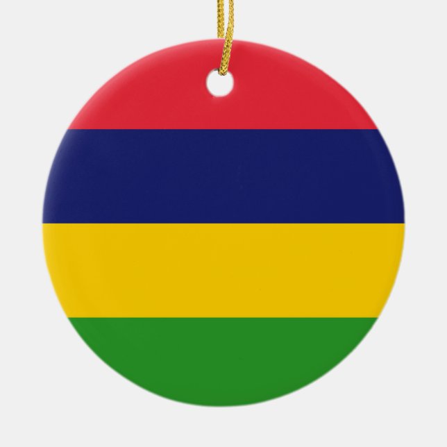 Mauritius flag ceramic tree decoration (Front)
