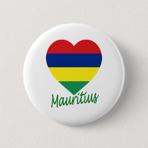 Mauritius Flag Heart 6 Cm Round Badge