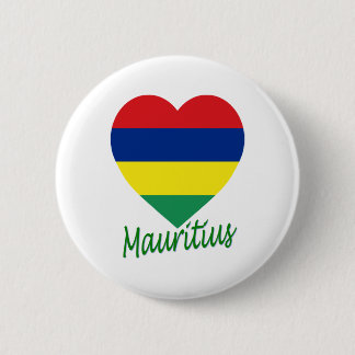 Mauritius Flag Heart 6 Cm Round Badge