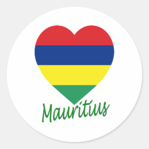 Mauritius Flag Heart Classic Round Sticker