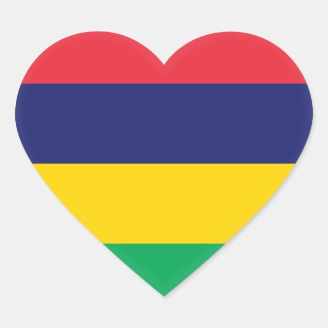 Mauritius Flag Heart Sticker (Front)