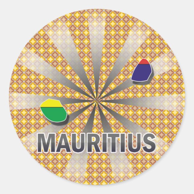 Mauritius Flag Map 2.0 Classic Round Sticker (Front)