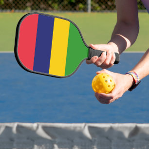 Mauritius flag pickleball paddle
