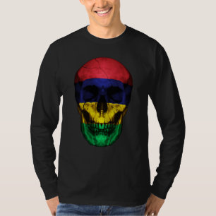 Mauritius Flag Skull Mauritian Roots Proud Patriot T-Shirt