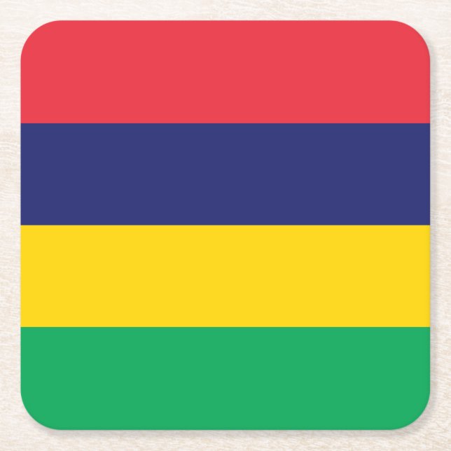 Mauritius Flag Square Paper Coaster (Front)