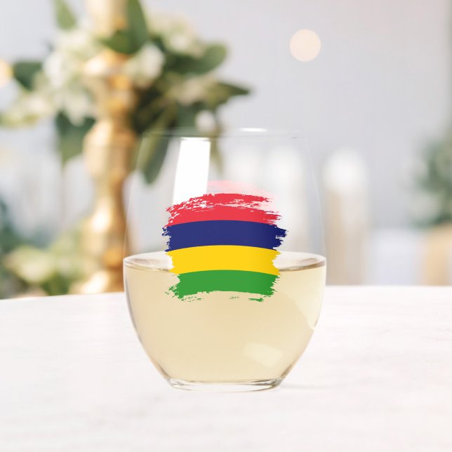 Mauritius flag stemless wine glass (Insitu (Wedding))
