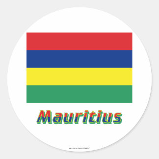 Mauritius Flag with Name Classic Round Sticker