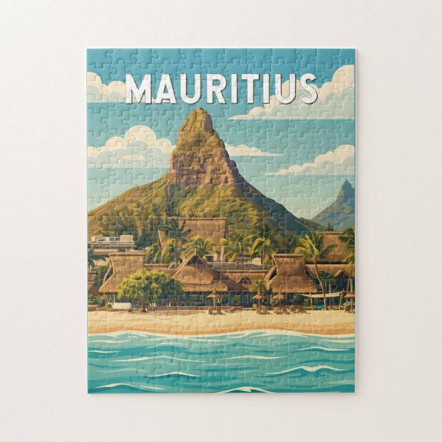 Mauritius Illustration Travel Art Vintage Jigsaw Puzzle (Vertical)