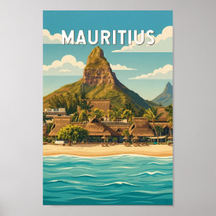 Mauritius Illustration Travel Art Vintage Poster