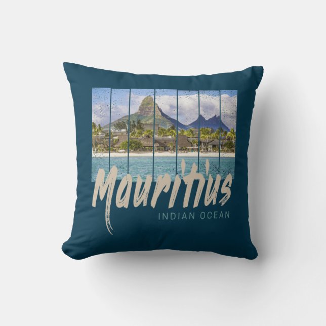 Mauritius Indian Ocean vintage beach souvenir Cushion (Front)