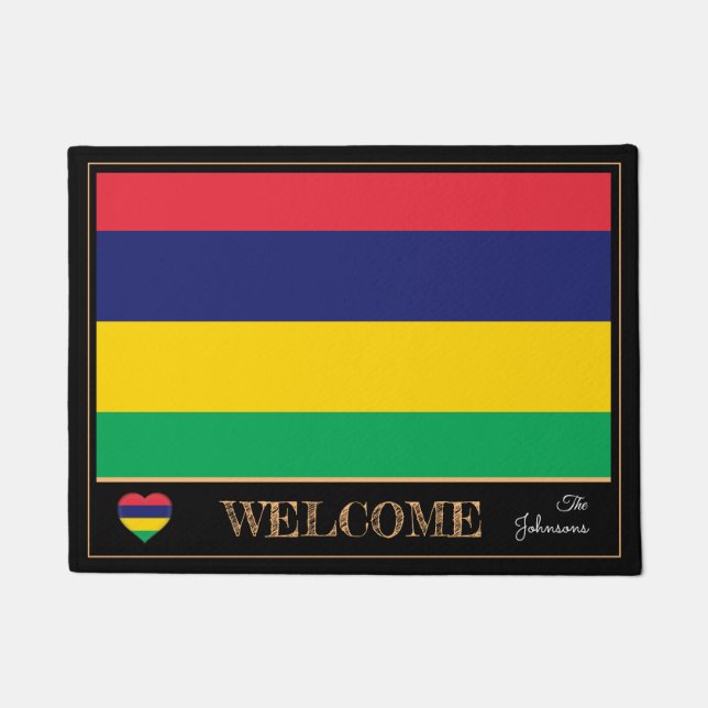 Mauritius & Mauritian Flag house /sports Welcome Doormat (Front)