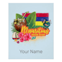 Mauritius Retro Indian Ocean Dodo and Flag Vintage