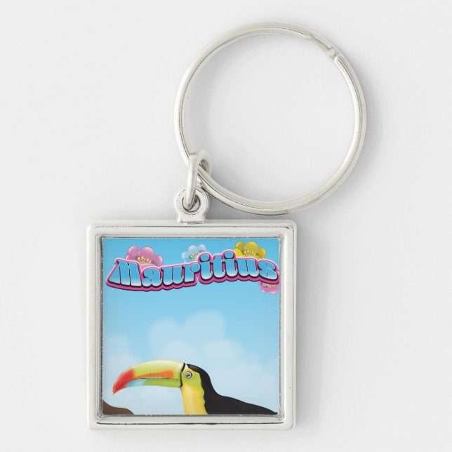 Mauritius travel poster key ring (Front)